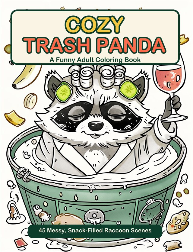Cozy Trash Panda coloring book cover